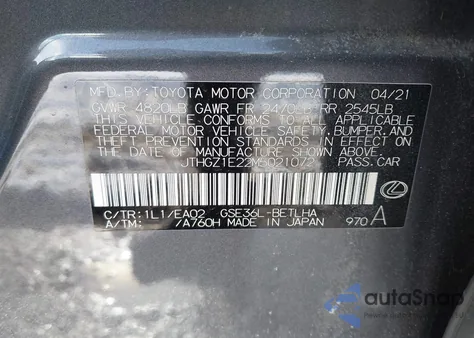 2021 Lexus Is 350 F Sport из США, поврежденный, VIN JTHGZ1E22M5021072